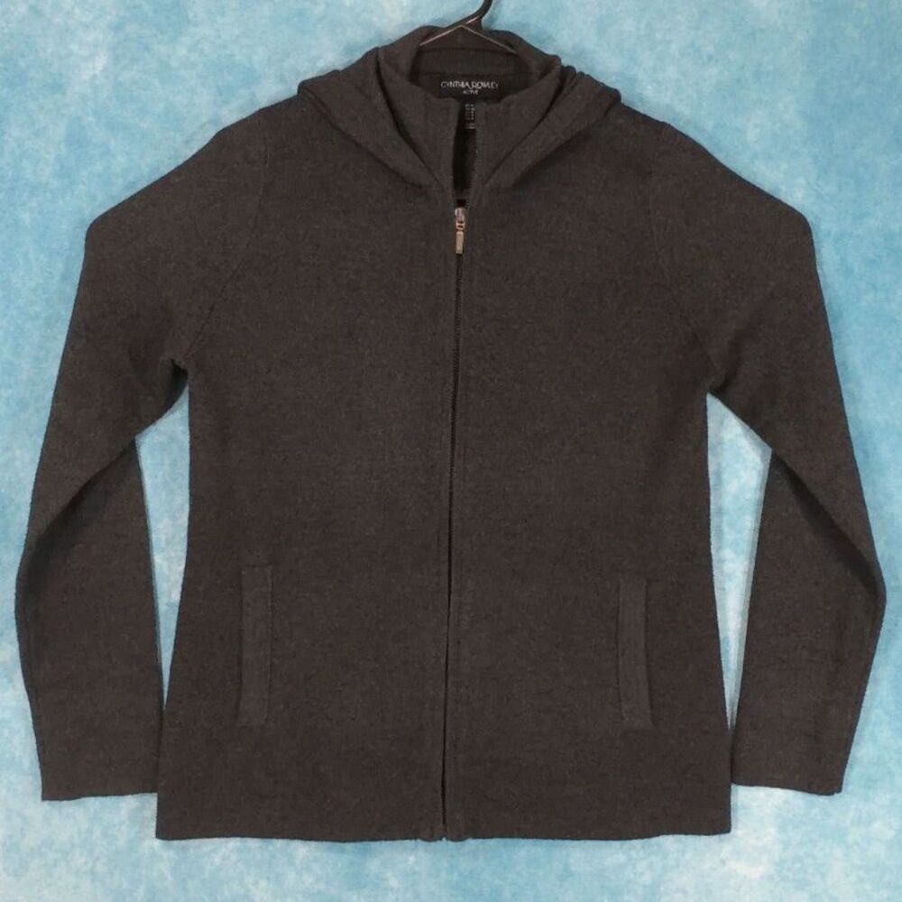 Cynthia Rowley Active Women's Knit Hoodie, Full Zip, Long Sleeve, Gray, Size Med